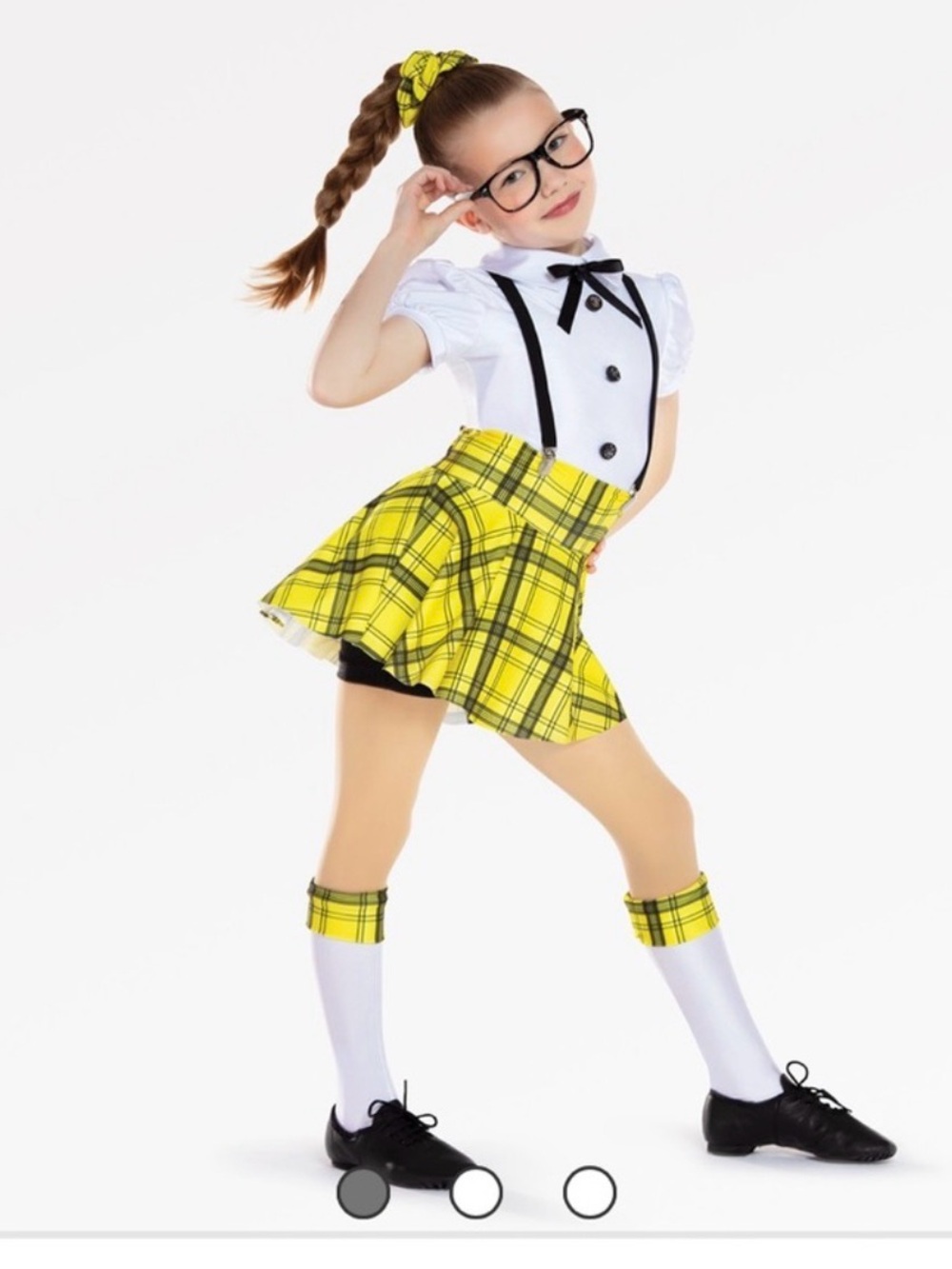 Yellow Plaid Schoolgirl Kids Costume with White Shirt- nerd/ Cher from clueless